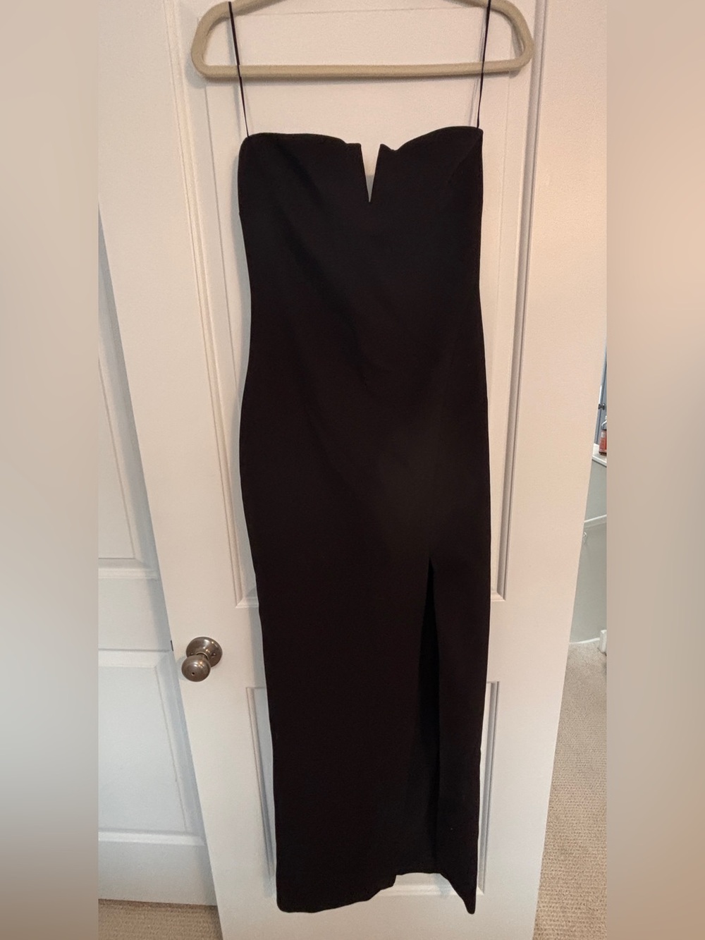 Likely Black Strapless Gown with Front Slit